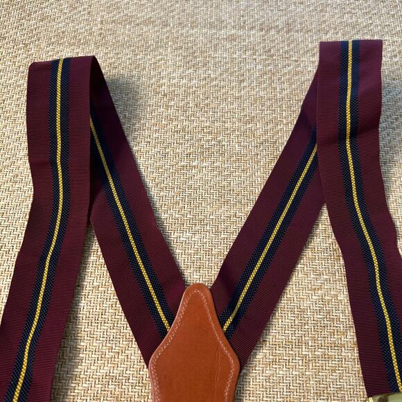Dooney & Bourke Suspenders Burgundy Ribbon Leather Button On Braces - Picture 5 of 9